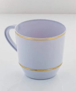 Luxe Party NYC Drinkware 12.5 Oz Round White • Gold Plastic Coffee Cup | 8 Cups