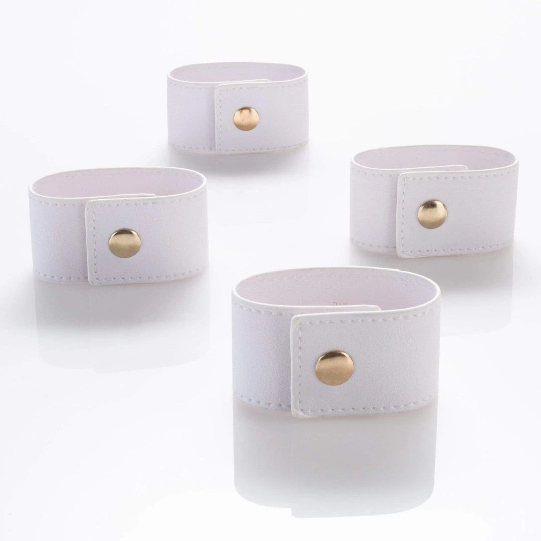Luxe Party NYC 7.5" White Band And Gold Snap Faux Leather Napkin Rings | 4 Napkin Rings 2 Luxe Party NYC 7.5" White Band And Gold Snap Faux Leather Napkin Rings | 4 Napkin Rings