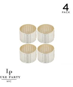 Luxe Party NYC Silver Hammered Metal Napkin Rings | 4 Napkin Rings