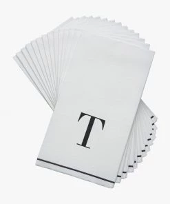 Luxe Party NYC T - Bodoni Script Single Initial Paper Napkins