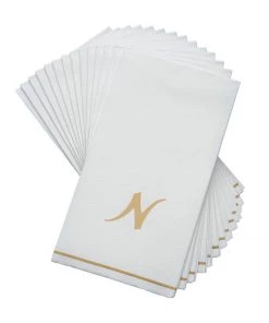 Luxe Party NYC White And Gold Hebrew Paper Napkins - MEM