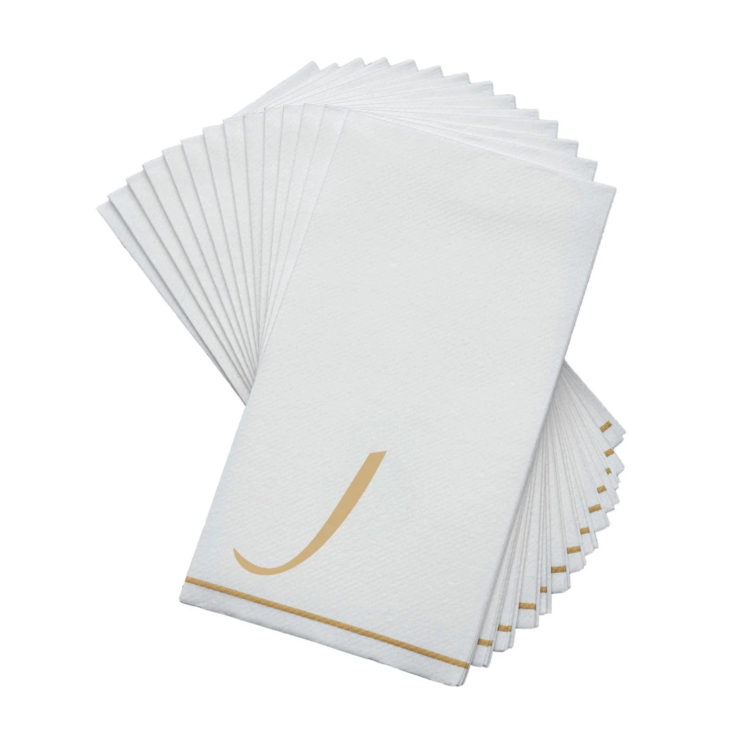 Luxe Party NYC White And Gold Hebrew Paper Napkins - NUN 1 Luxe Party NYC White And Gold Hebrew Paper Napkins - NUN