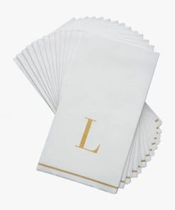 Luxe Party NYC L - Bodoni Script Single Initial Paper Guest Towel Napkins