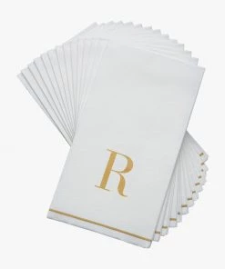 Luxe Party NYC R - Bodoni Script Single Initial Paper Napkins