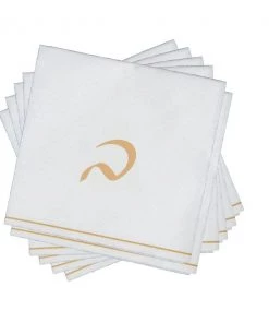 Luxe Party NYC White And Gold Hebrew Paper Napkins - BET