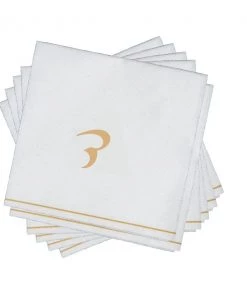 Luxe Party NYC White And Gold Hebrew Paper Napkins - DALET