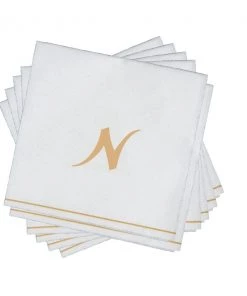 Luxe Party NYC White And Gold Hebrew Paper Napkins - MEM