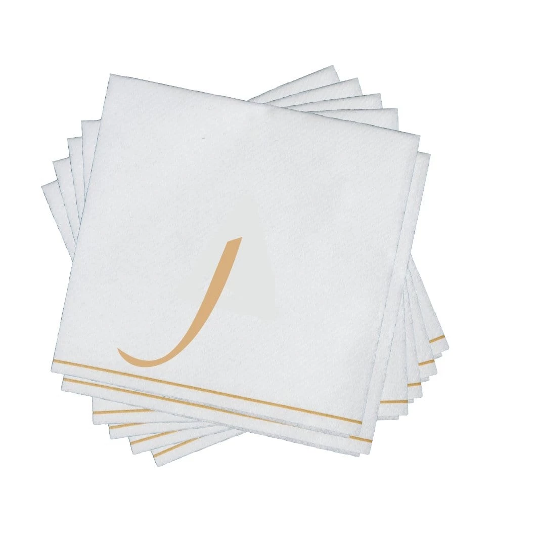 Luxe Party NYC White And Gold Hebrew Paper Napkins - NUN 2 Luxe Party NYC White And Gold Hebrew Paper Napkins - NUN