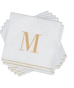 Luxe Party NYC M - Bodoni Script Single Initial Paper Napkins