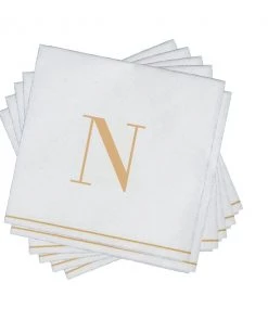 Luxe Party NYC N - Bodoni Script Single Initial Paper Napkins