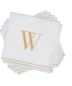 Luxe Party NYC W - Bodoni Script Single Initial Paper Napkins