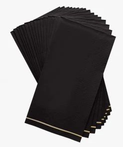 Luxe Party NYC Black With Gold Stripe Paper Napkins - 3 Sizes Available