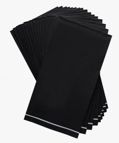 Luxe Party NYC Black With Silver Stripe Guest Napkins - 3 Available Sizes