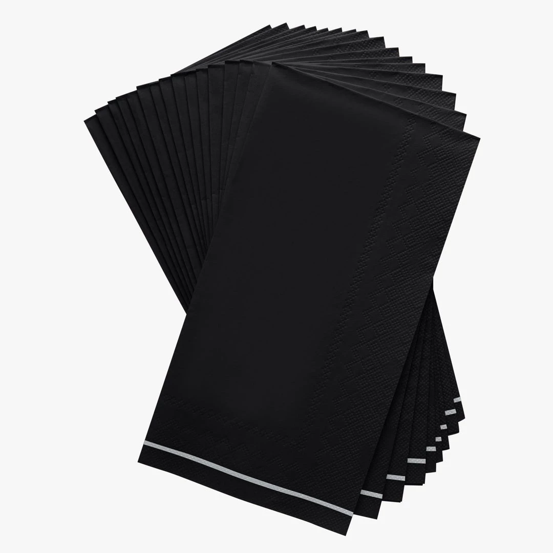 Luxe Party NYC Black With Silver Stripe Guest Napkins - 3 Available Sizes 1 Luxe Party NYC Black With Silver Stripe Guest Napkins - 3 Available Sizes