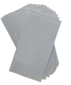 Luxe Party NYC Grey With Gold Stripe Paper Napkins - 3 Available Sizes