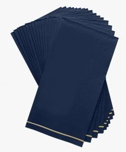 Luxe Party NYC Navy With Gold Stripe Paper Napkins - 3 Available Sizes