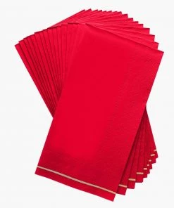 Luxe Party NYC Red With Gold Stripe Paper Napkins - 3 Available Sizes