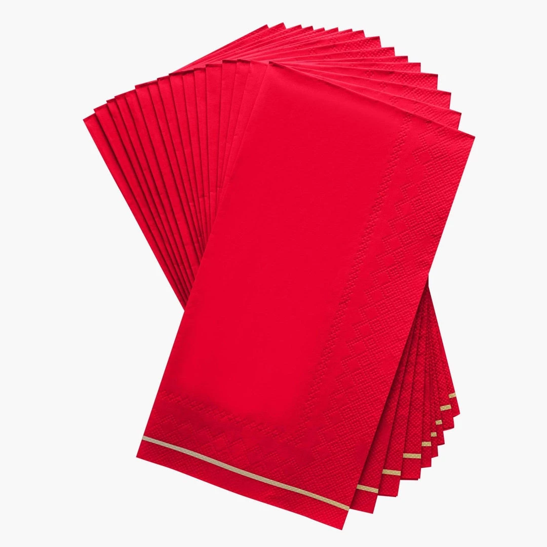 Luxe Party NYC Red With Gold Stripe Paper Napkins - 3 Available Sizes 1 Luxe Party NYC Red With Gold Stripe Paper Napkins - 3 Available Sizes