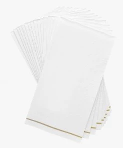 Luxe Party NYC White With Gold Stripe Paper Napkins - 3 Available Sizes