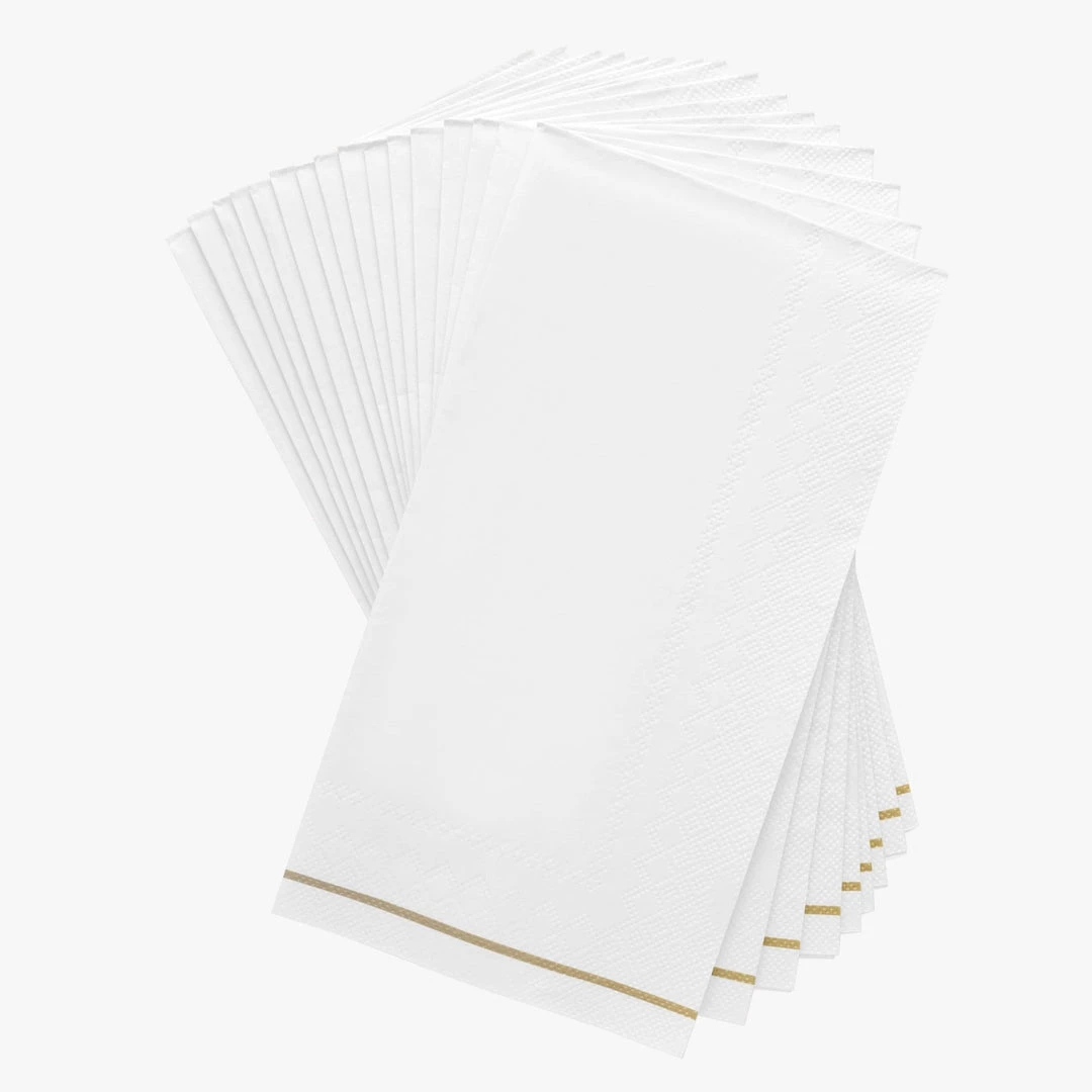 Luxe Party NYC White With Gold Stripe Paper Napkins - 3 Available Sizes 1 Luxe Party NYC White With Gold Stripe Paper Napkins - 3 Available Sizes