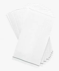 Luxe Party NYC White With Silver Stripe Paper Napkins - 3 Available Sizes