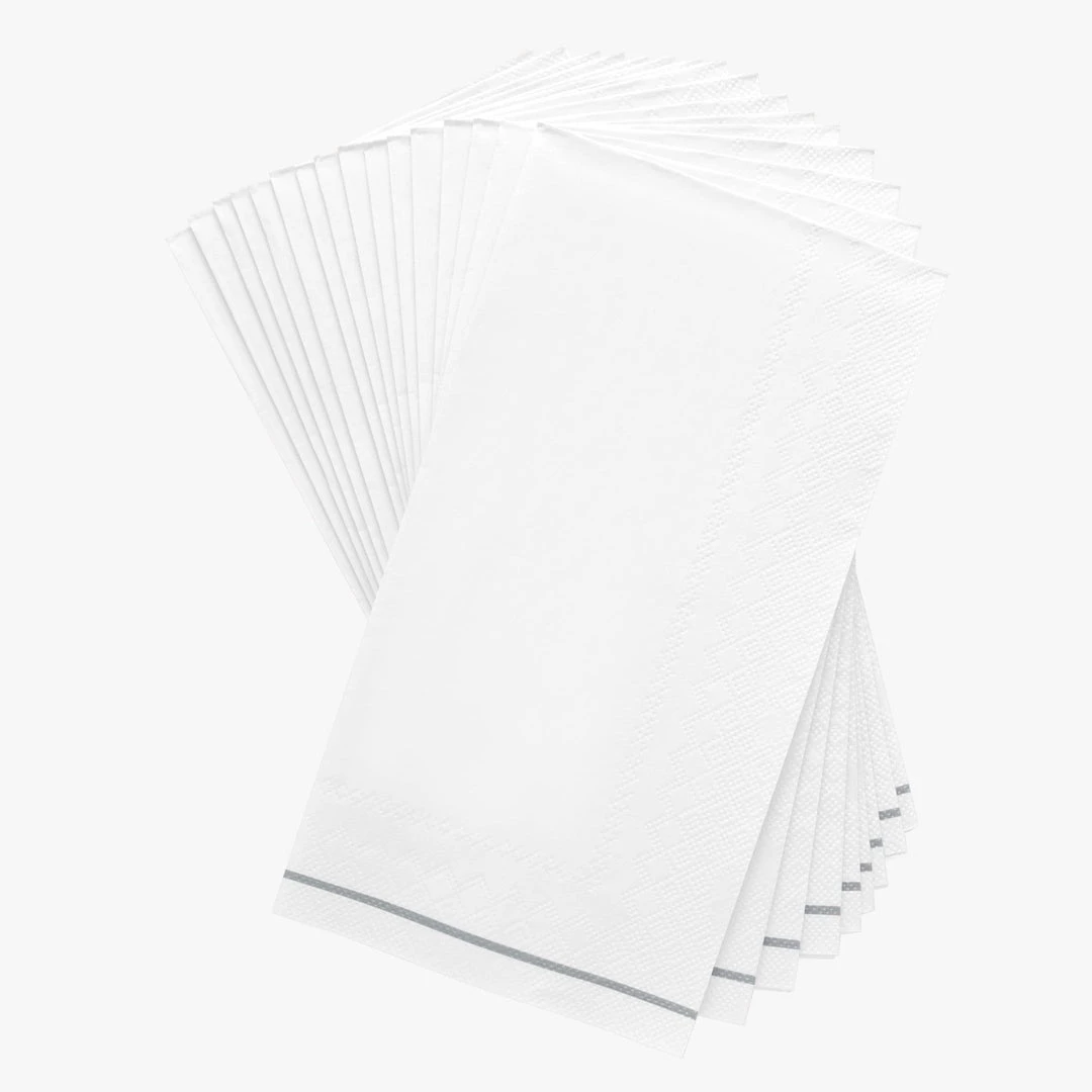 Luxe Party NYC White With Silver Stripe Paper Napkins - 3 Available Sizes 1 Luxe Party NYC White With Silver Stripe Paper Napkins - 3 Available Sizes