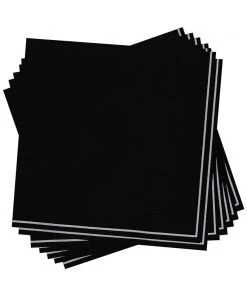 Luxe Party NYC Black With Silver Stripe Guest Napkins - 3 Available Sizes 5 Luxe Party NYC Black With Silver Stripe Guest Napkins - 3 Available Sizes