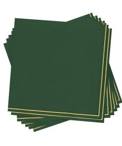 Luxe Party NYC Emerald With Gold Stripe Paper Napkins - 3 Available Sizes