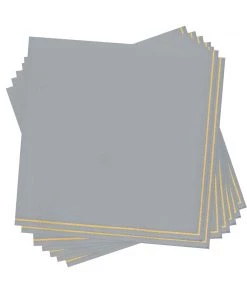 Luxe Party NYC Grey With Gold Stripe Paper Napkins - 3 Available Sizes