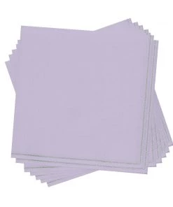 Luxe Party NYC Lavender With Silver Stripe Paper Napkins - 3 Available Sizes
