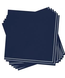 Luxe Party NYC Navy And Silver Stripe Paper Napkins - 3 Available Sizes