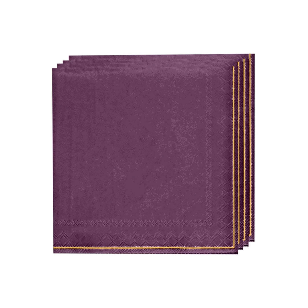 Luxe Party NYC Purple With Gold Stripe Paper Napkins - 3 Available Sizes 2 Luxe Party NYC Purple With Gold Stripe Paper Napkins - 3 Available Sizes