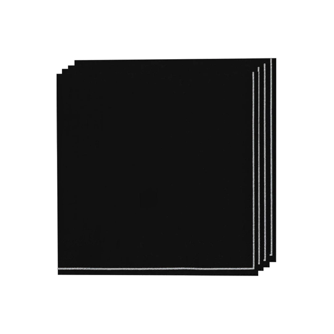 Luxe Party NYC Black With Silver Stripe Guest Napkins - 3 Available Sizes 2 Luxe Party NYC Black With Silver Stripe Guest Napkins - 3 Available Sizes