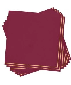 Luxe Party NYC Cranberry With Gold Stripe Paper Napkins - 3 Available Sizes