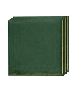 Luxe Party NYC Emerald With Gold Stripe Paper Napkins - 3 Available Sizes