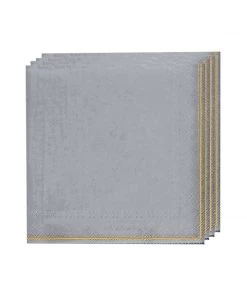 Luxe Party NYC Grey With Gold Stripe Paper Napkins - 3 Available Sizes