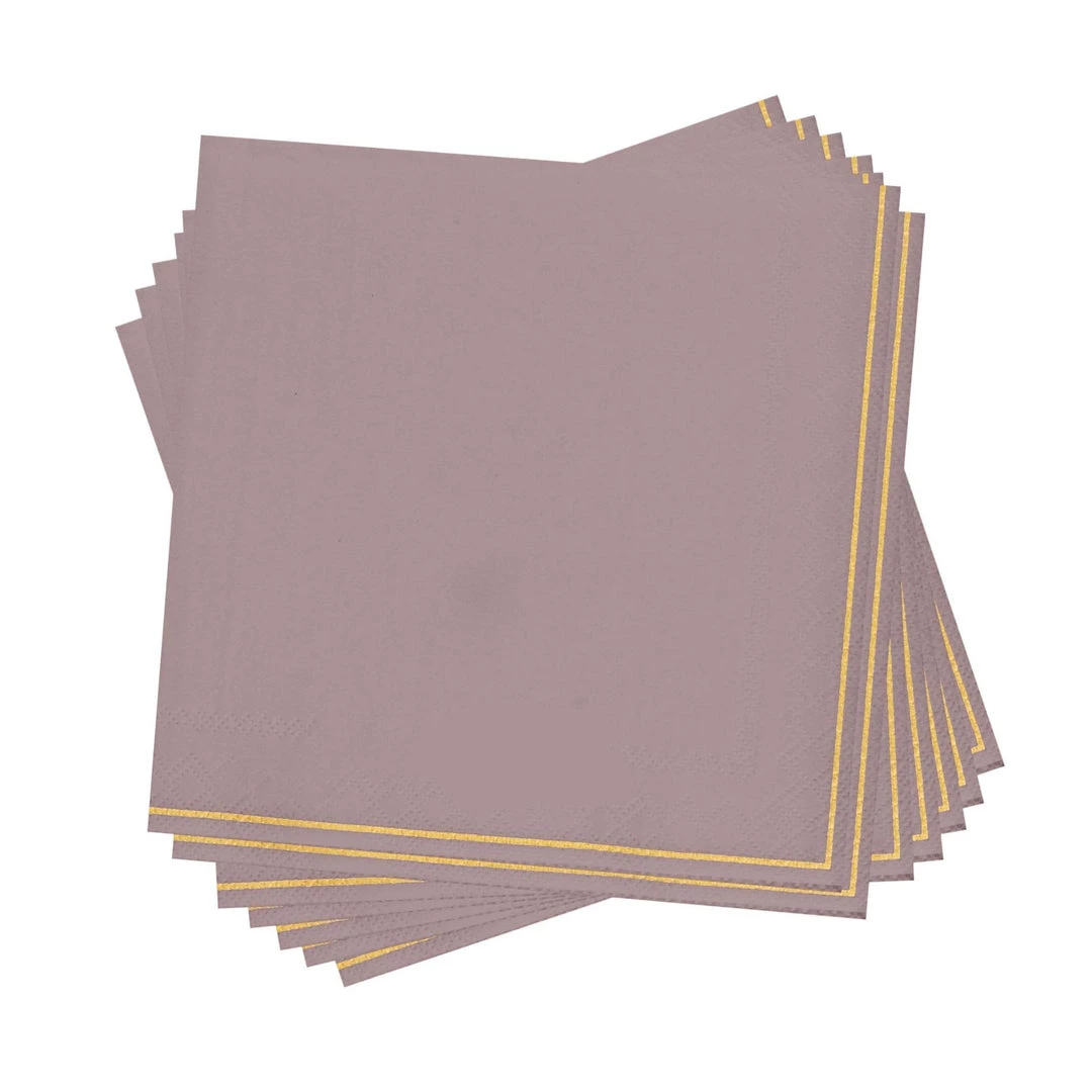 Luxe Party NYC Mauve With Gold Stripe Paper Napkins - 3 Available Sizes 3 Luxe Party NYC Mauve With Gold Stripe Paper Napkins - 3 Available Sizes