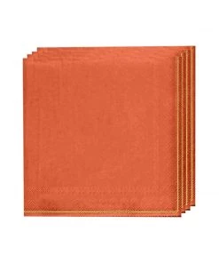 Luxe Party NYC Orange With Gold Stripe Paper Napkins - 3 Available Sizes