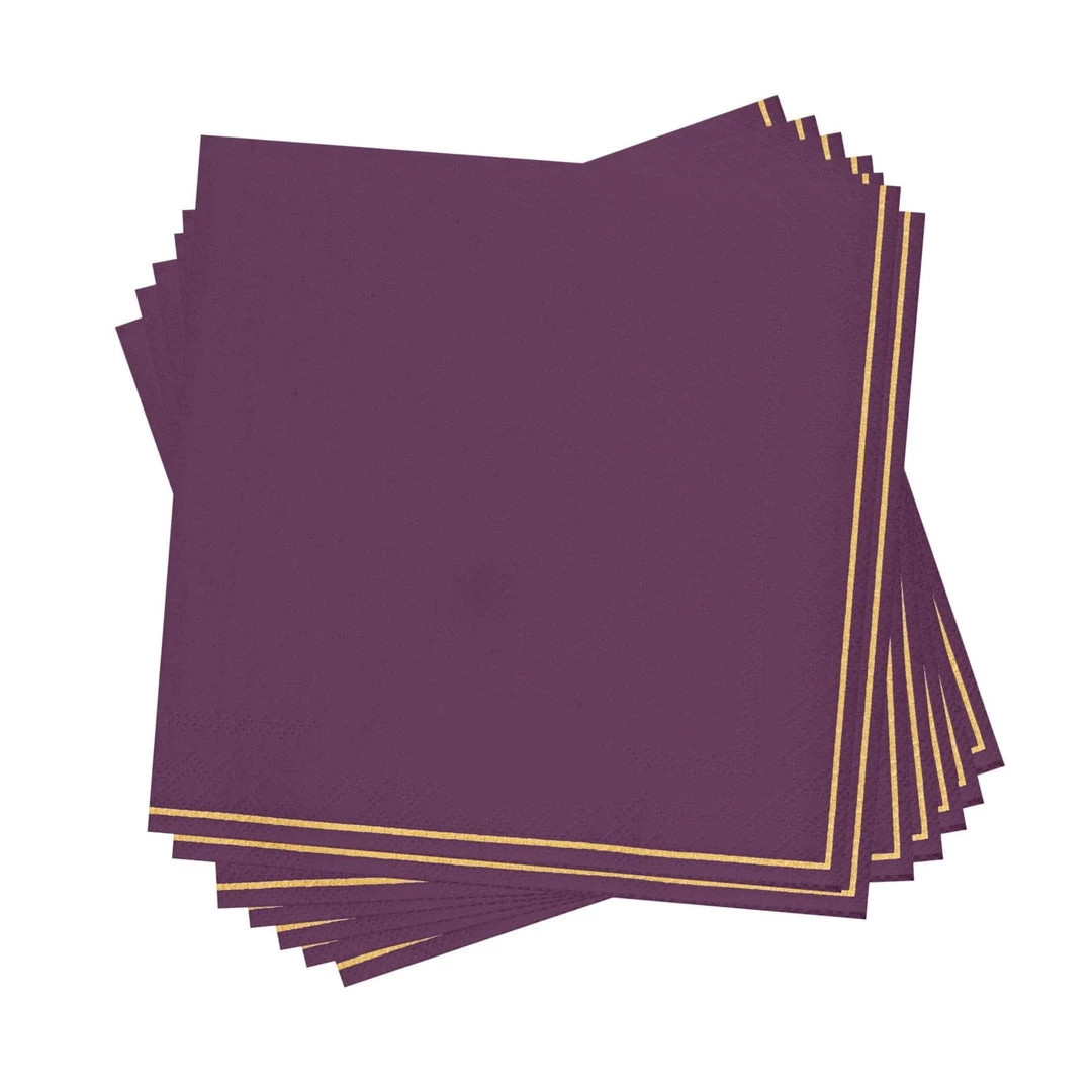 Luxe Party NYC Purple With Gold Stripe Paper Napkins - 3 Available Sizes 3 Luxe Party NYC Purple With Gold Stripe Paper Napkins - 3 Available Sizes