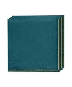 Luxe Party NYC Teal With Gold Stripe Paper Napkins - 3 Available Sizes