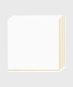 Luxe Party NYC White With Gold Stripe Paper Napkins - 3 Available Sizes 5 Luxe Party NYC White With Gold Stripe Paper Napkins - 3 Available Sizes