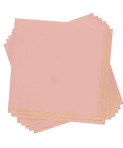 Luxe Party NYC Coral With Gold Stripe Paper Napkins - 3 Available Sizes