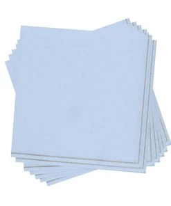 Luxe Party NYC Ice Blue With Silver Stripe Paper Napkins - 3 Available Sizes