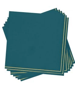 Luxe Party NYC Teal With Gold Stripe Paper Napkins - 3 Available Sizes