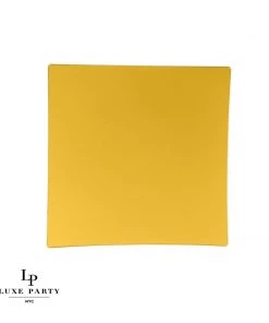Square Accent Yellow • Gold Square Plastic Plates | 10 Pack