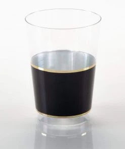 Luxe Party NYC Black • Gold Plastic Cups | 10 Cups Drinkware