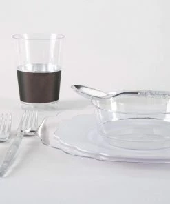 Luxe Party NYC Drinkware Black • Silver Plastic Cups | 10 Cups