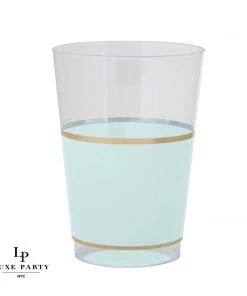 Luxe Party NYC Mint • Gold Plastic Cups | 10 Cups Drinkware