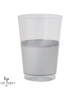 Luxe Party NYC Drinkware Silver Banded Plastic Cups | 10 Cups