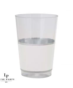 Luxe Party NYC Drinkware Silver • White Plastic Cups | 10 Cups